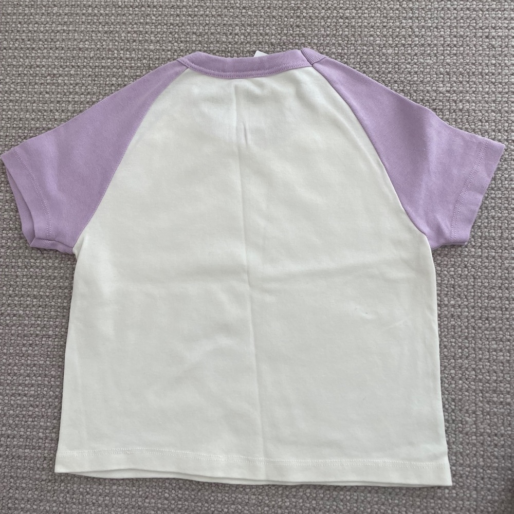 Brandy Melville cropped purple white tee - Picture 2 of 3